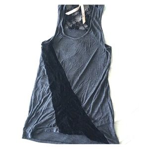 Comfy Grey Tank Top with Lace Cut Out